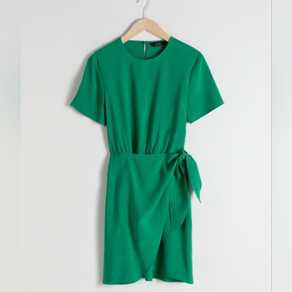 & OTHER STORIES Tie Up Mini Wrap Dress - Picture 3 of 12